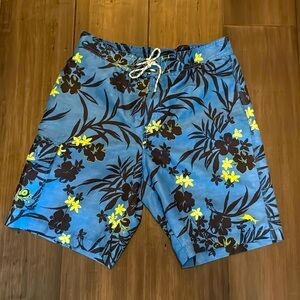 Tommy Bahama Board Short Style Swim Suit - Blue with Floral Hawaiian - Medium